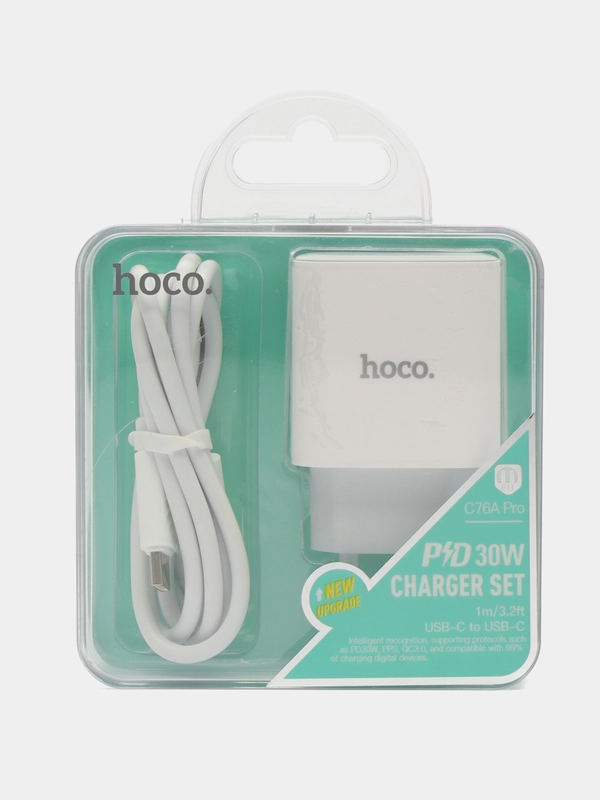 Быстрая зарядка Hoco C76A (30W/3А) кабель Type-C-Type-C, для смартфонов/планшетов/колонок