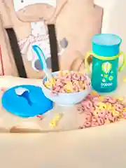 Тарелка BABOO, c крышкой и ложкой, голубая, 6+