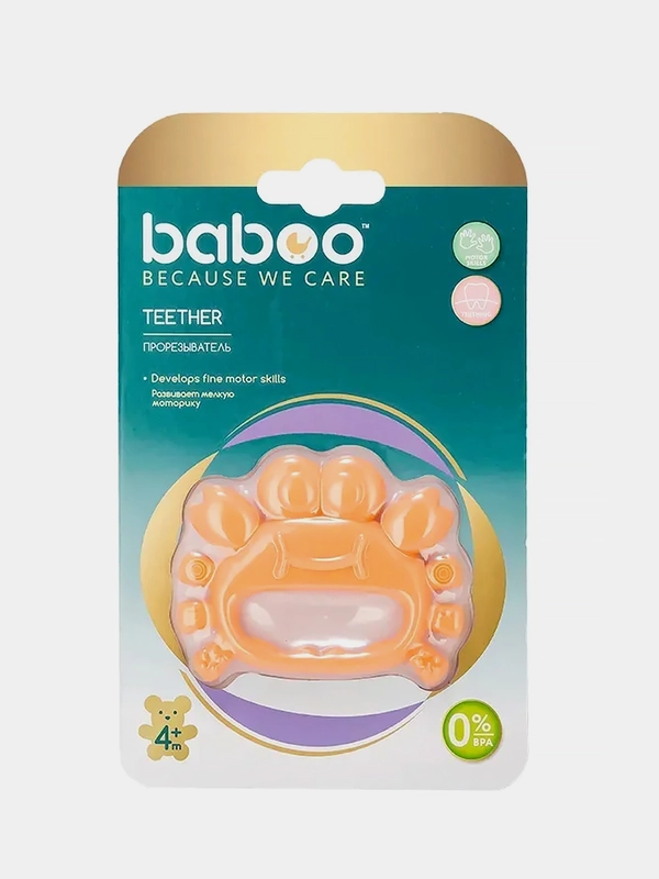 Прорезыватель для зубов BABOO, из силикона, 4+