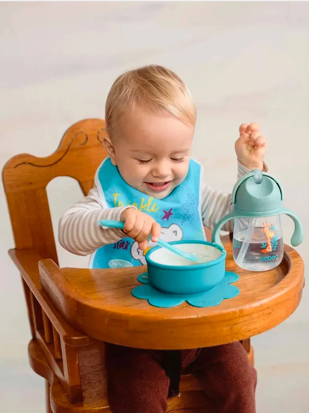 Ложка BABOO, из силикона, голубая, 6+, 3 мл