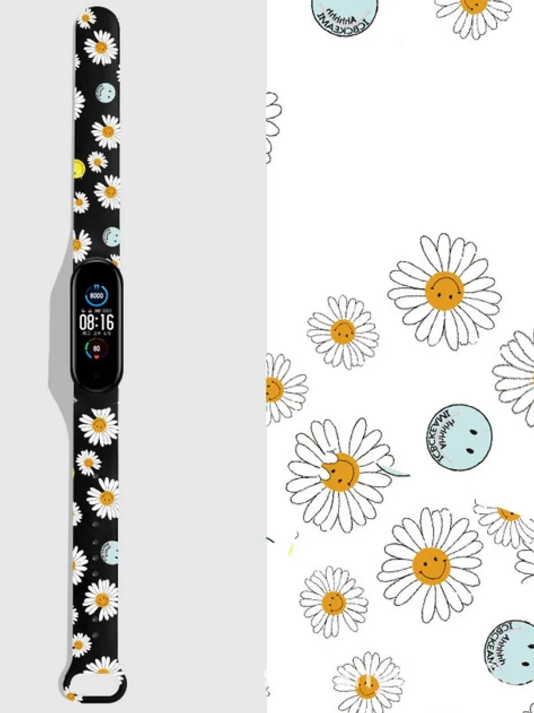 Шоколадный силиконовый ремешок с принтом для Xiaomi Mi Band 7 / 3 / 4 / 5 / 6