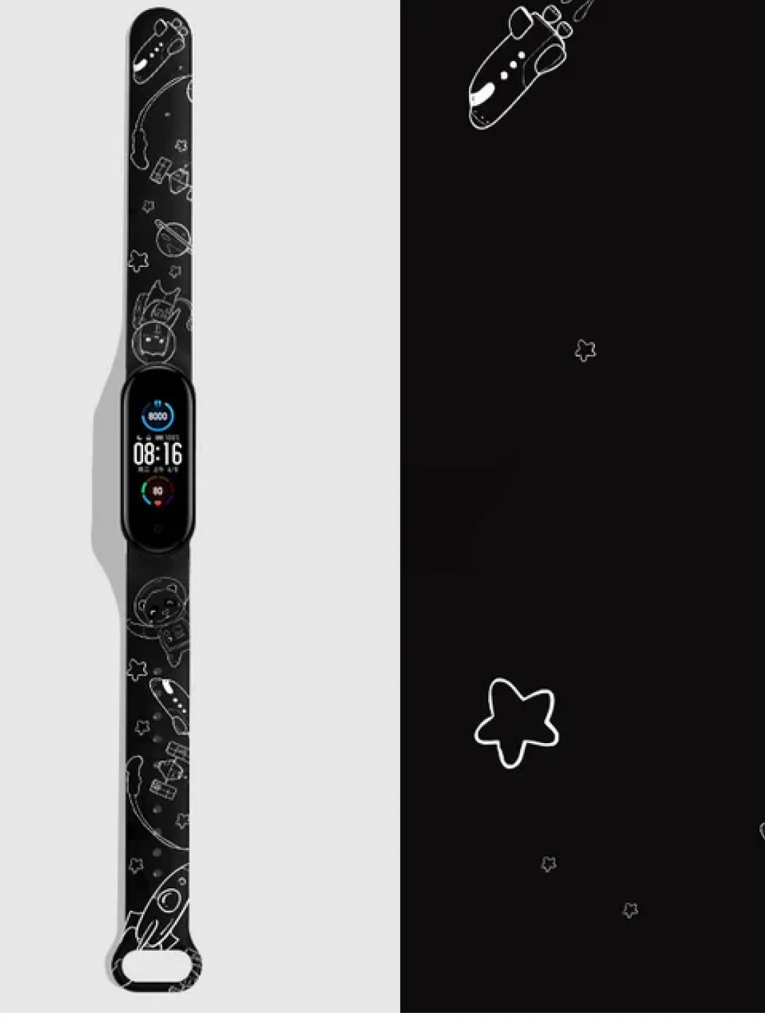 Коричневый силиконовый ремешок с принтом для Xiaomi Mi Band 7 / 3 / 4 / 5 / 6