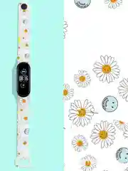 Кремовый силиконовый ремешок с принтом для Xiaomi Mi Band 7 / 3 / 4 / 5 / 6