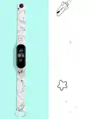 Белый силиконовый ремешок с принтом для Xiaomi Mi Band 7 / 3 / 4 / 5 / 6