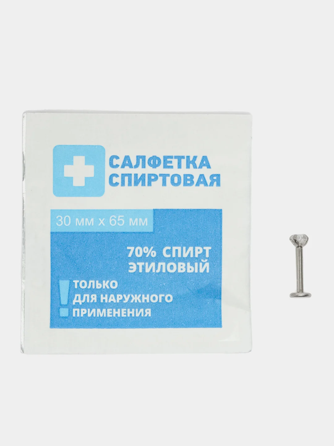 Прозрачный лабрет с кристаллом из хирургической стали