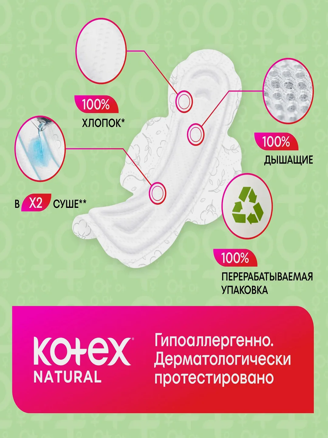 Гигиенические прокладки Kotex Natural Супер, 14шт.