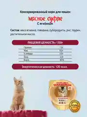 Влажный корм для кошек СуфлеЗООГУРМАН с ягненком для кошек 100г*20шт