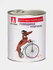 Влажный корм для собак Зоогурман "Вкусные потрошки" Говядина+печень, 750г