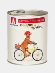 Влажный корм для собак Зоогурман "Вкусные потрошки" Говядина+рубец, 750г