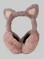Пастельно-коралловый наушники меховые с ушками для прогулок, складывающиеся