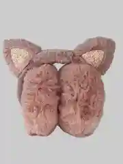 Пастельно-коралловый наушники меховые с ушками для прогулок, складывающиеся
