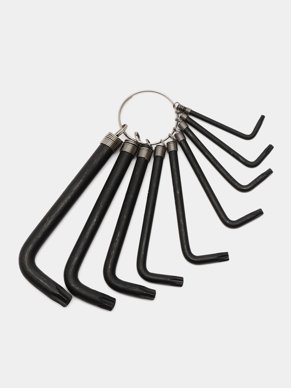 Набор ключей звездочка TORX, KRANZ T10-T50, 9 шт., оксидированные, на кольце