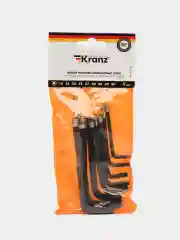 Набор ключей звездочка TORX, KRANZ T10-T50, 9 шт., оксидированные, на кольце