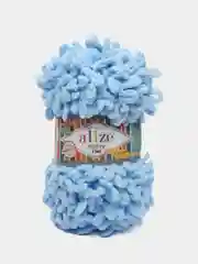 Небесно-голубой пряжа плюшевая турецкая Alize Puffy Fine ( с маленькими петлями) 1 шт