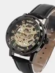 Черный часы механические, наручные, мужские, Winner 001, скелетоны, водостойкие