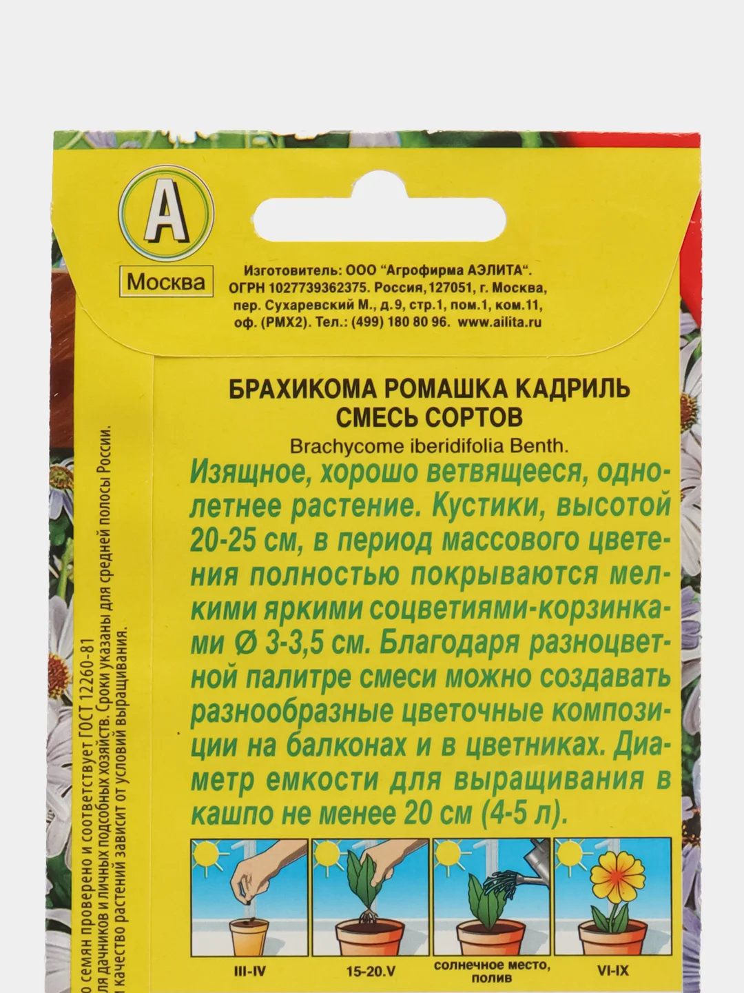 Брахикома Ромашка кадриль, смесь сортов (семена,цветы)
