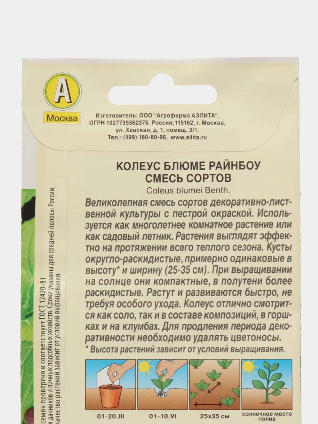 Колеус блюме Райнбоу, смесь сортов (семена,цветы)