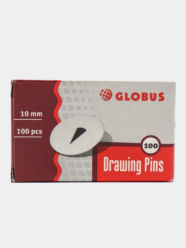 Кнопки канцелярские Globus 10мм, 100шт., карт. упак