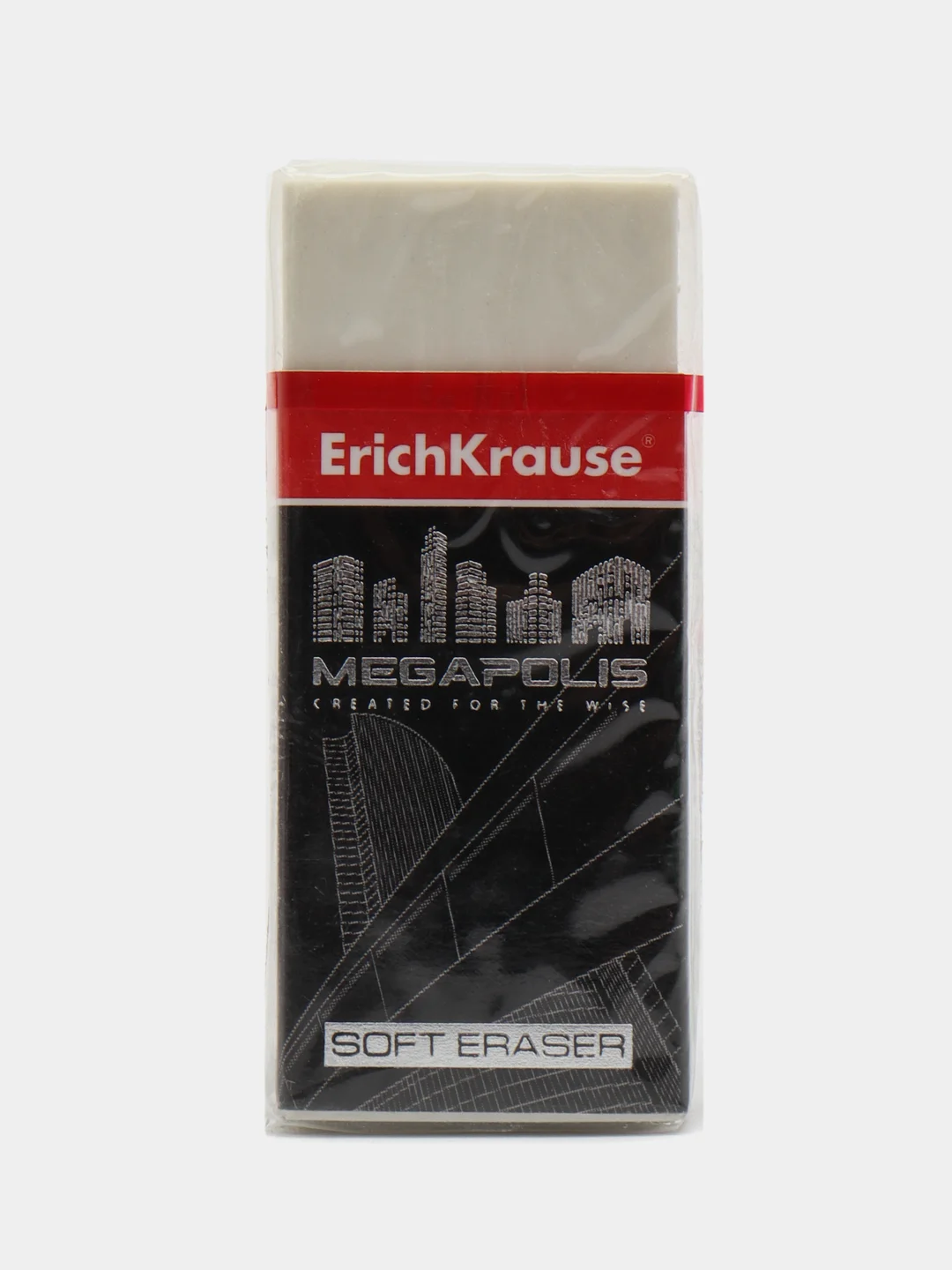 Ластик ErichKrause MEGAPOLIS,  прямоугольный, 50*22*11 мм, каучук, цвет белый, картон