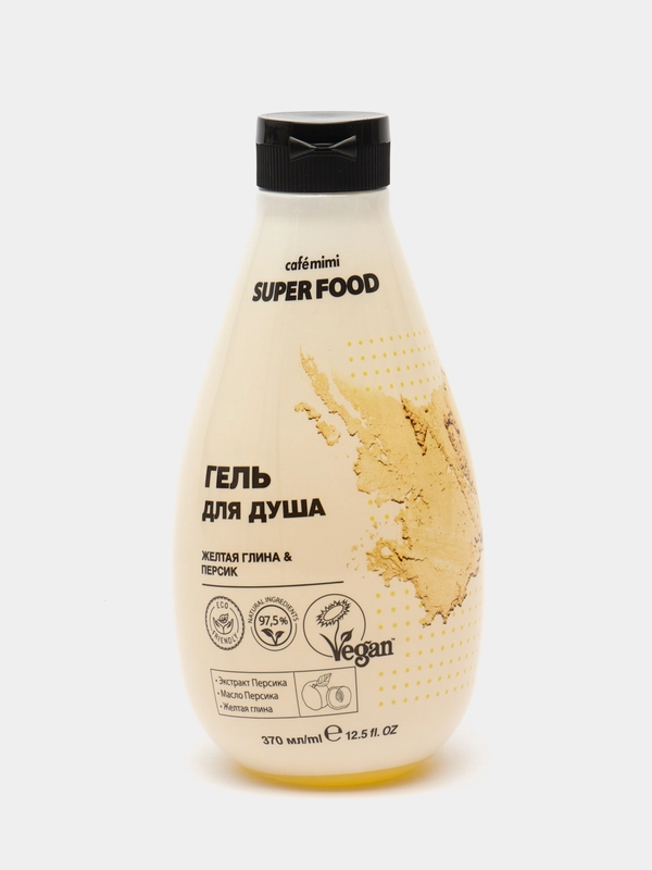 Гель для душа Cafe mimi Super food желтая глина & персик 370мл
