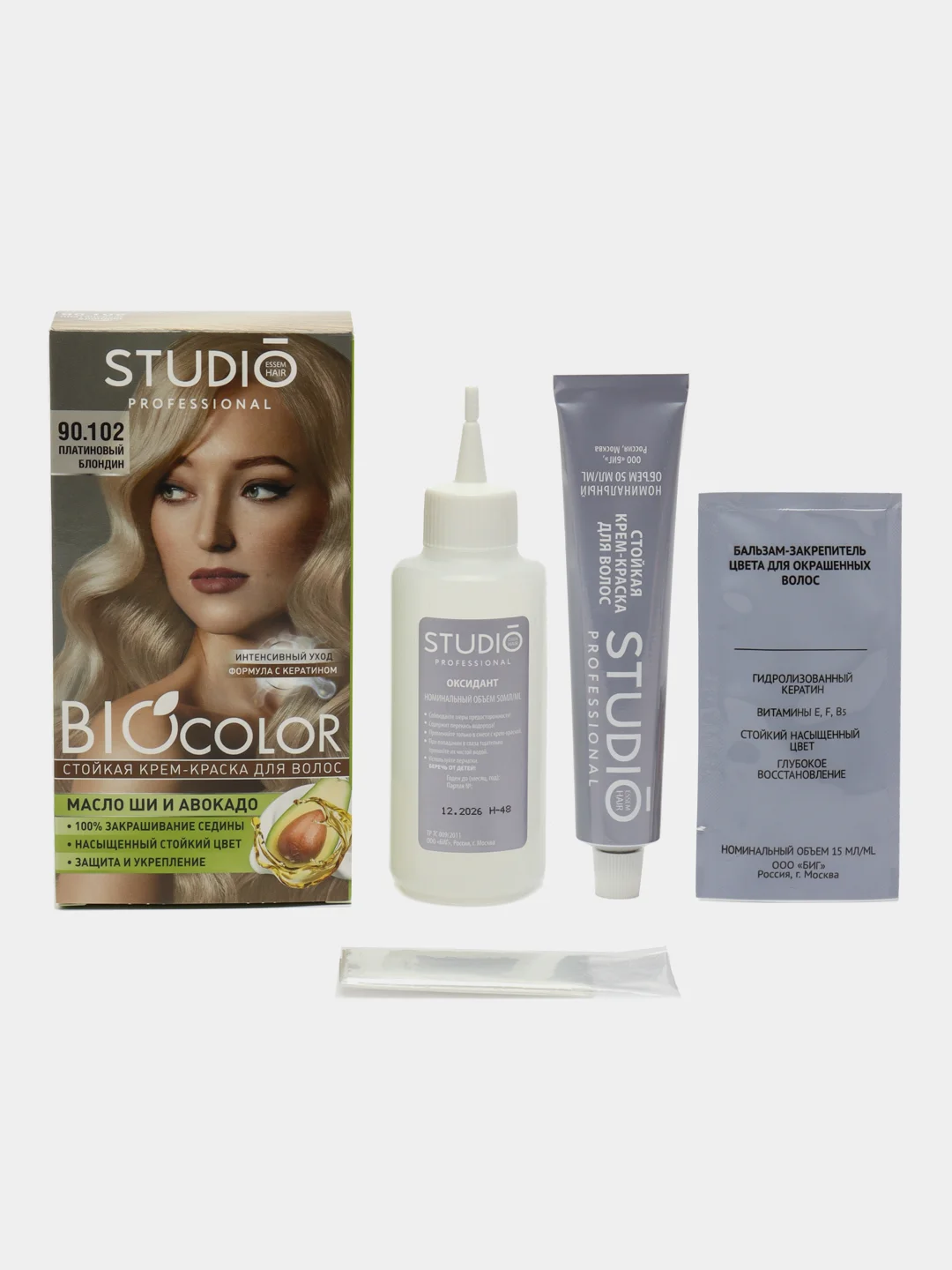 Комплект STUDIO Professional BIOcolor для окрашивания волос 90.102 платиновый блондин
