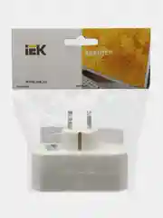 Тройник электрический линейный 16А, 1 круглое + 2 плоских места, IEK