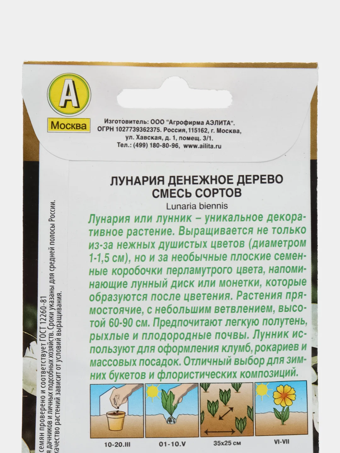 Лунария Денежное дерево, смесь сортов (семена,цветы)