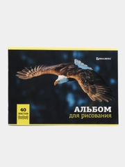 Альбом для рисования, А4, 40 л, BRAUBERG, 200х283 мм, "Дикие животные"