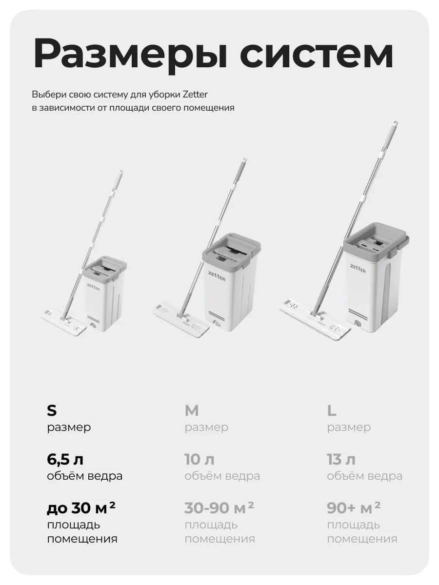 Серый швабра с отжимом и ведром S (6,5 л)