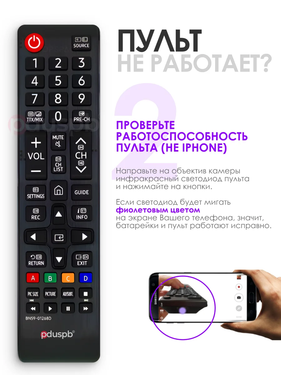 Универсальный пульт ДУ Samsung Smart TV для телевизора Самсунг Смарт ТВ / BN59-01268D