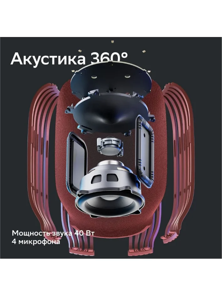 Красный умная колонка SberBoom 40 Вт голосовым ассистентом Салют