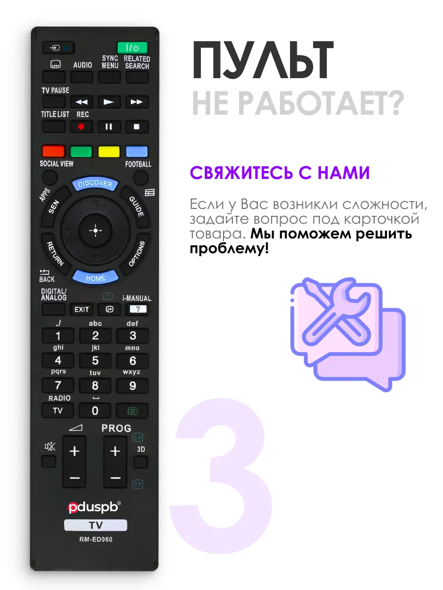 Универсальный пульт ду Sony Smart TV, для любого телевизора Сони Смарт ТВ, RM-ED060