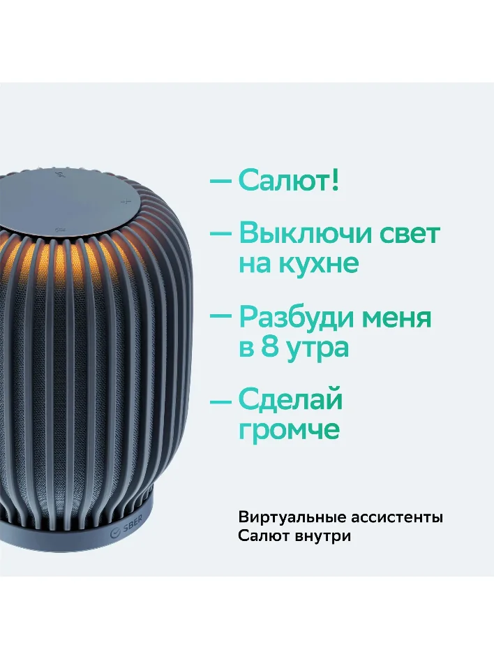Серый умная колонка SberBoom 40 Вт голосовым ассистентом Салют