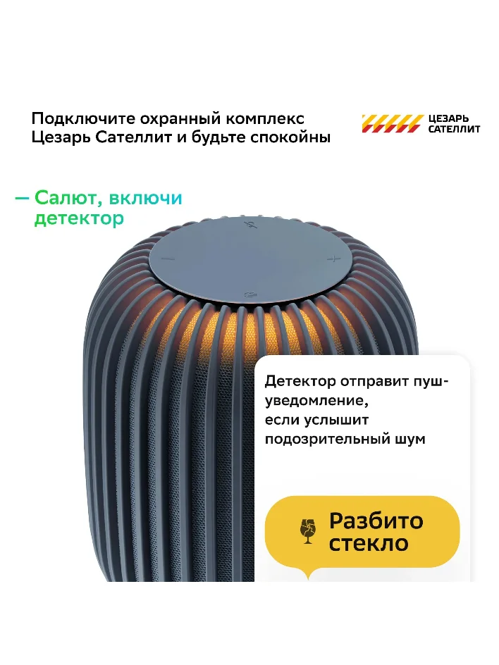 Серый умная колонка SberBoom 40 Вт голосовым ассистентом Салют