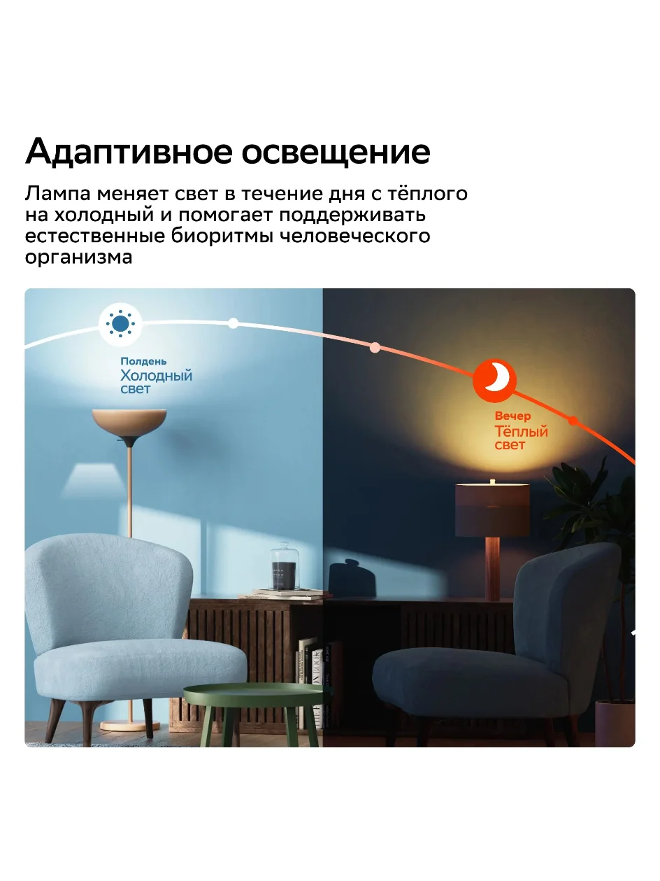 Умная сверхъяркая лампа Sber с адаптивным светом E27/A70/14 Вт/1500Лм/WiFi