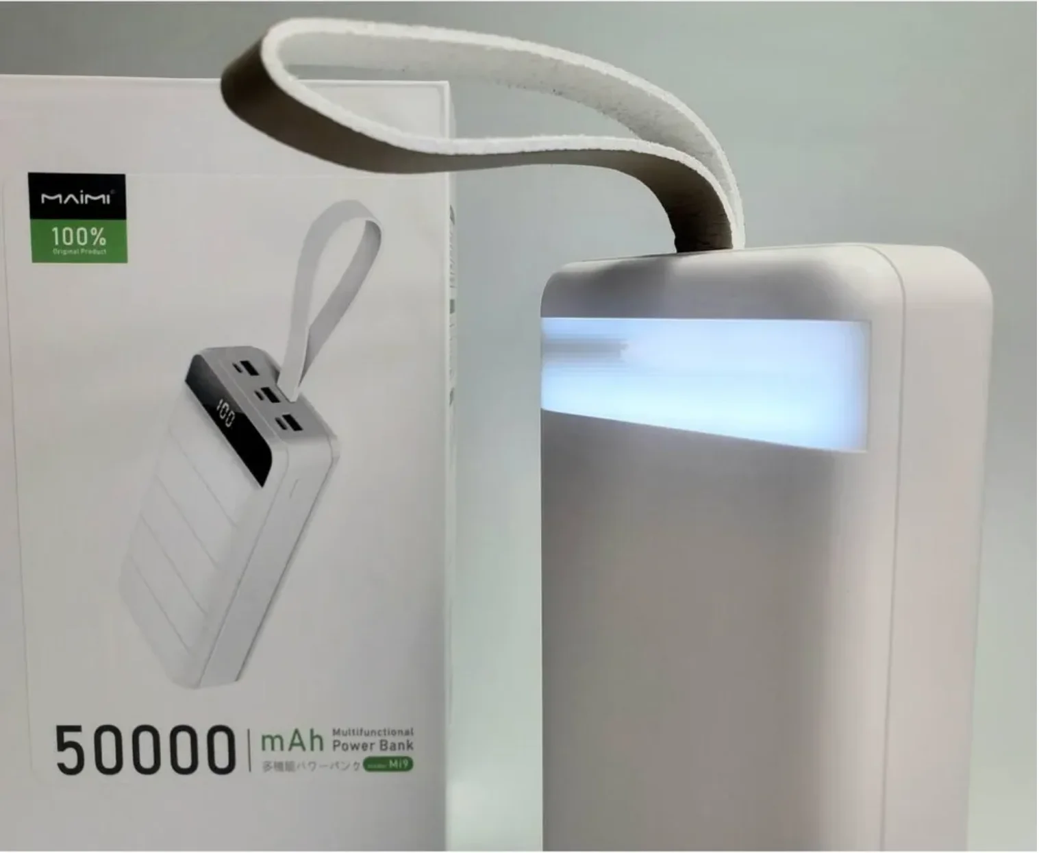 Белый power Bank с поддержкой QC3.0, 22,5 Вт, 100.000/ 90.000/ 80000 / 60000 / 50000 / 30000 мАч