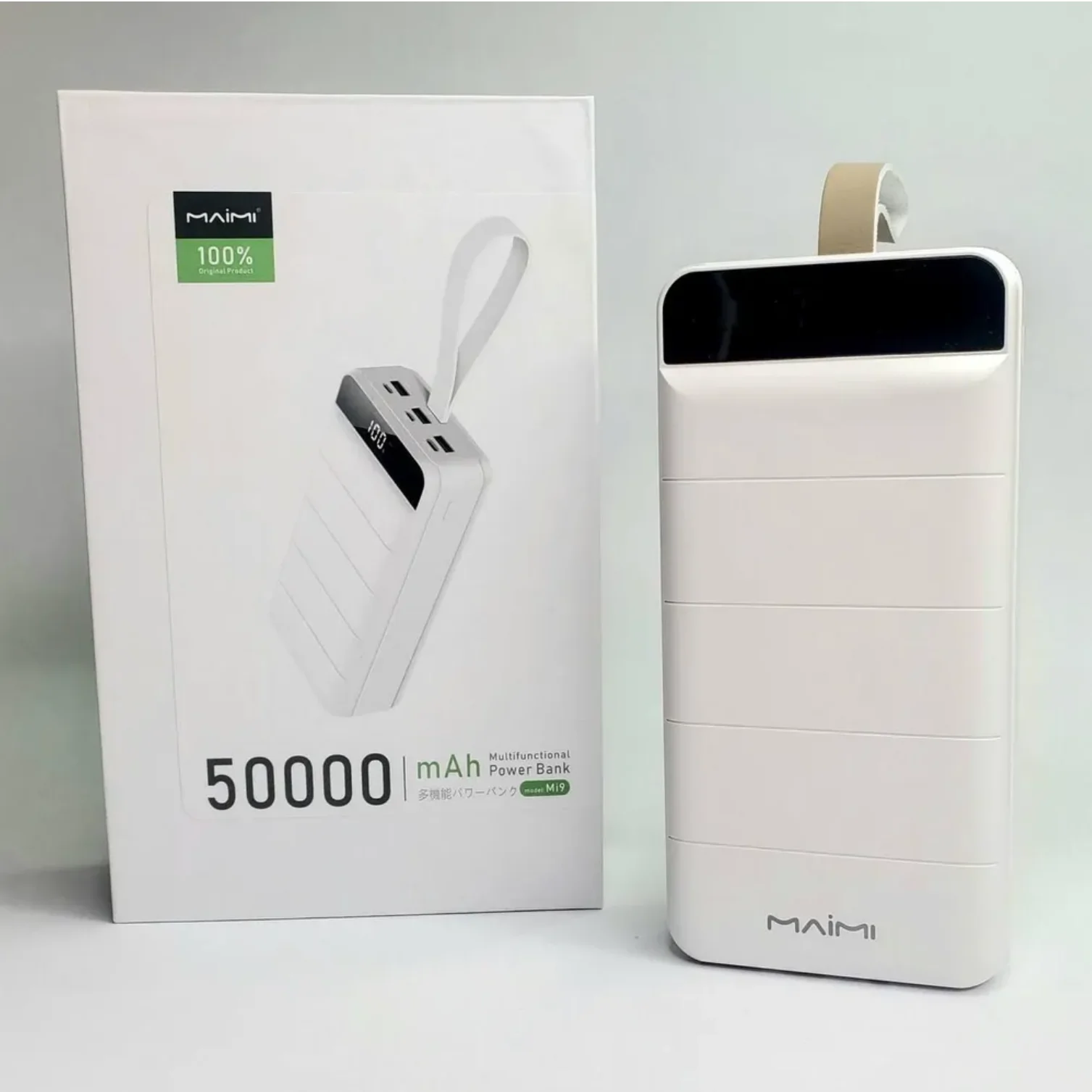 Белый power Bank с поддержкой QC3.0, 22,5 Вт, 100.000/ 90.000/ 80000 / 60000 / 50000 / 30000 мАч