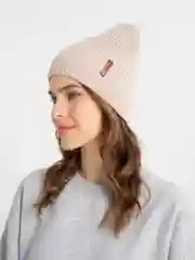 Бежевый меланж шапка женская, бини, , с подкладом, на флисе