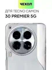 Прозрачный чехол для Tecno Camon 30 Premier 5G силиконовый BROSCORP матовый/ прозрачный, защита камер