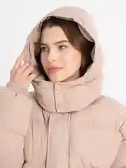 Бежевый меланж куртка женская зимняя, пуховик, оверсайз