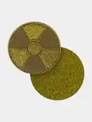 Зелёный хаки нашивка шеврон на одежду Знак радиации мини, на липучке