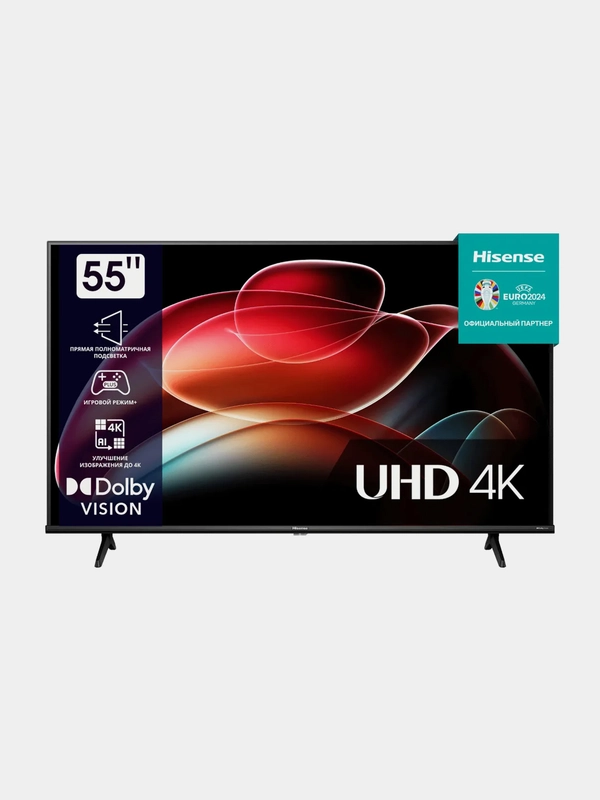 Телевизор Hisense 65A6K UHD, HDR10+ Decoding Smart TV Wi-Fi Bluetooth 60 Гц, чёрный