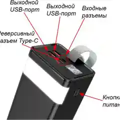 Белый power Bank с поддержкой QC3.0, 22,5 Вт, 100.000/ 90.000/ 80000 / 60000 / 50000 / 30000 мАч