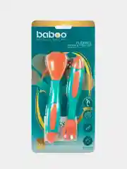 Ложка и вилка BABOO, с гибкой ручкой,  коралл/мята, 6+