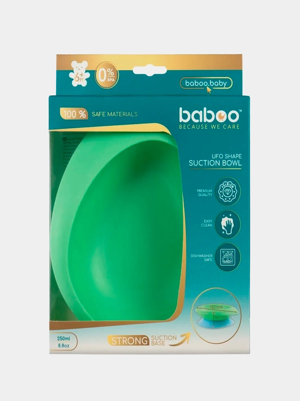 Тарелка с присоской BABOO Ufo, мята/голубой, 6+