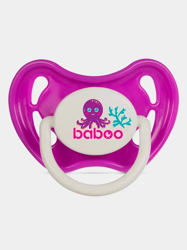 Соска-пустышка BABOO Sealife, силиконовая, круглая, 0+