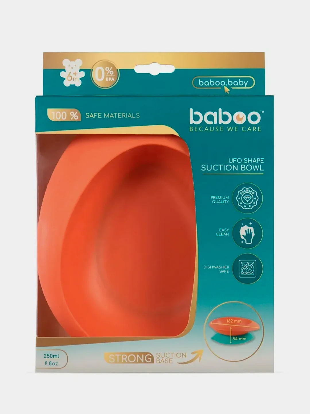 Тарелка с присоской BABOO Ufo, коралл/мята, 6+