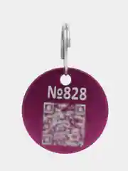Сиреневый адресник-медальон 25 мм с QR кодом для защиты питомца