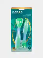 Ложка и вилка BABOO, с гибкой ручкой, мята/ голубой, 6+