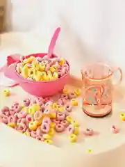 Тарелка c крышкой и ложкой BABOO, розовая, 6+
